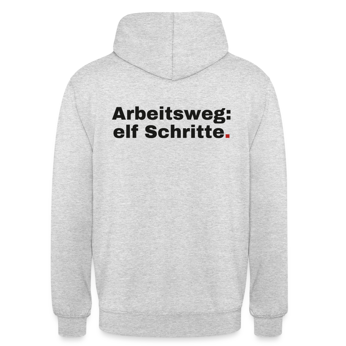 Arbeitsweg: elf Schritte Motiv-Hoodie unisex, Farbe Hellgrau meliert