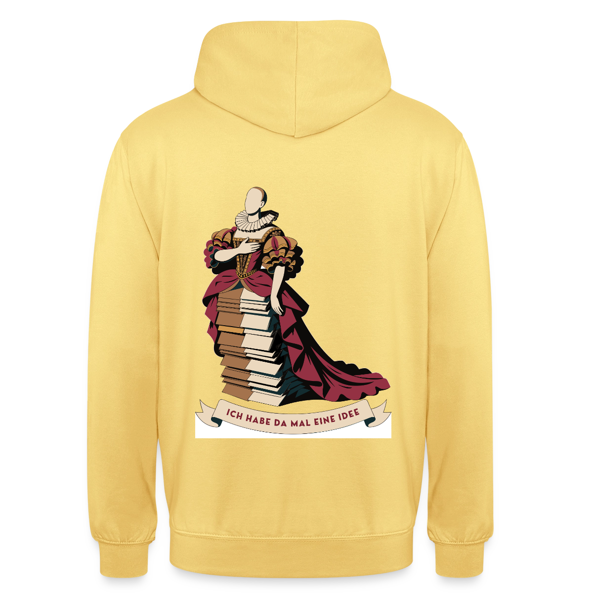 "Ich habe da mal eine Idee. Barock-Motiv" Motiv-Hoodie unisex, Farbe Zitronengelb