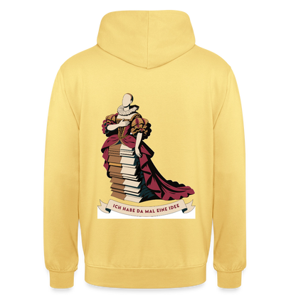 "Ich habe da mal eine Idee. Barock-Motiv" Motiv-Hoodie unisex, Farbe Zitronengelb