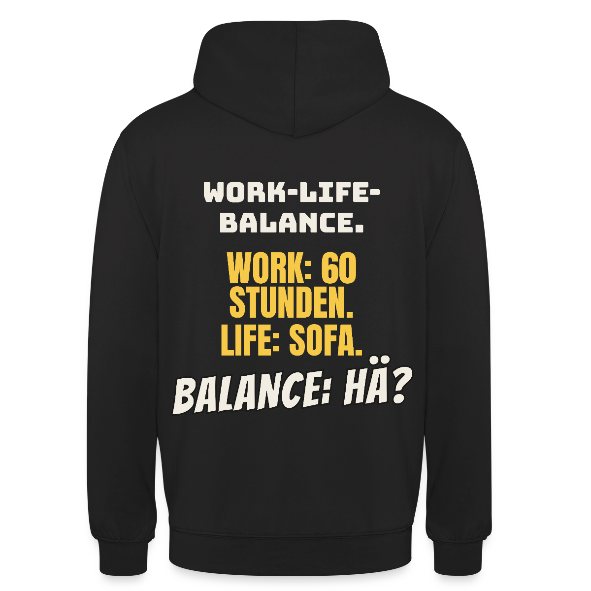 Balance: hä? Motiv-Hoodie unisex, Farbe Schwarz