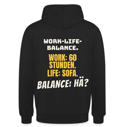Balance: hä? Motiv-Hoodie unisex, Farbe Schwarz