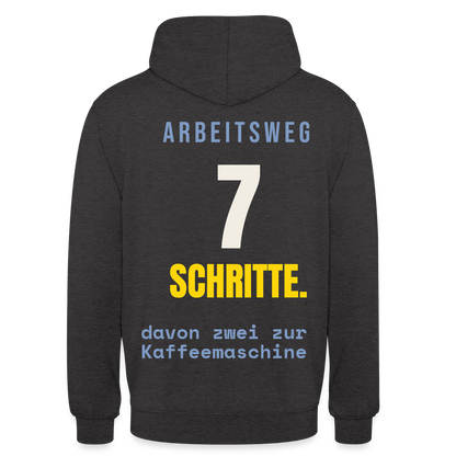 Arbeitsweg: sieben Schritte Motiv-Hoodie unisex, Farbe Anthrazit