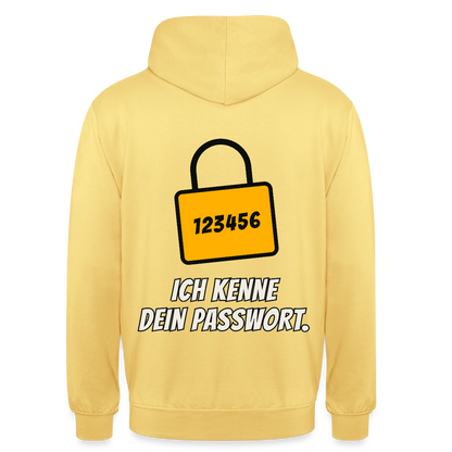 Ich kenne dein Passwort. Motiv-Hoodie unisex, Farbe Zitronengelb