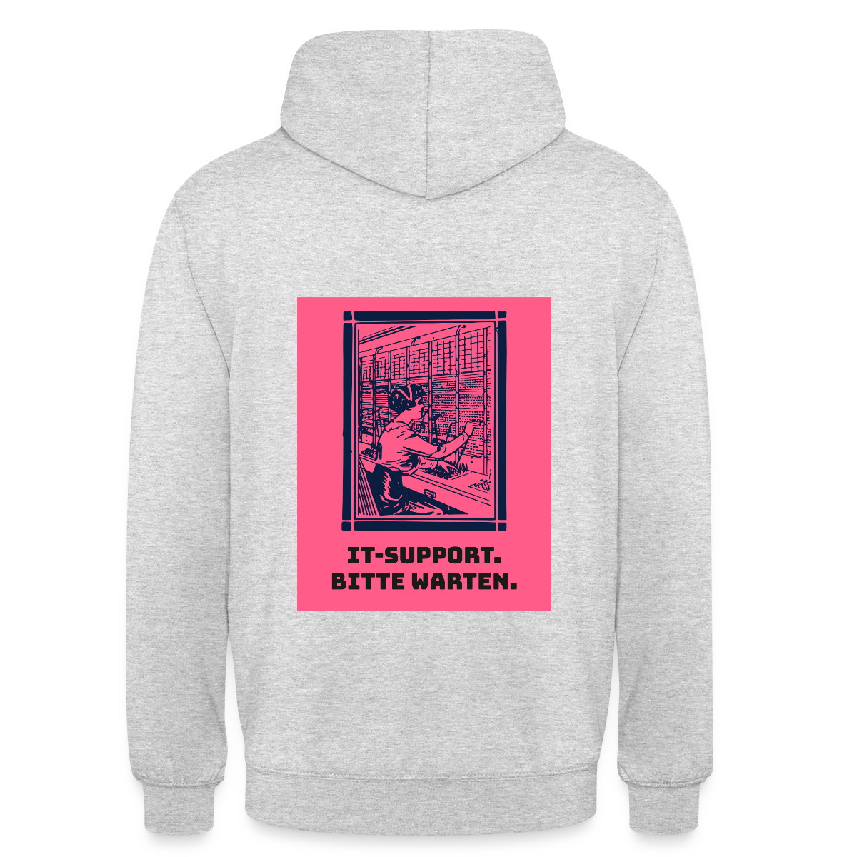 IT-Support. Bitte warten. Duotone-Motiv Motiv-Hoodie unisex, Farbe Hellgrau meliert