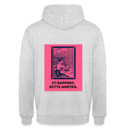 IT-Support. Bitte warten. Duotone-Motiv Motiv-Hoodie unisex, Farbe Hellgrau meliert