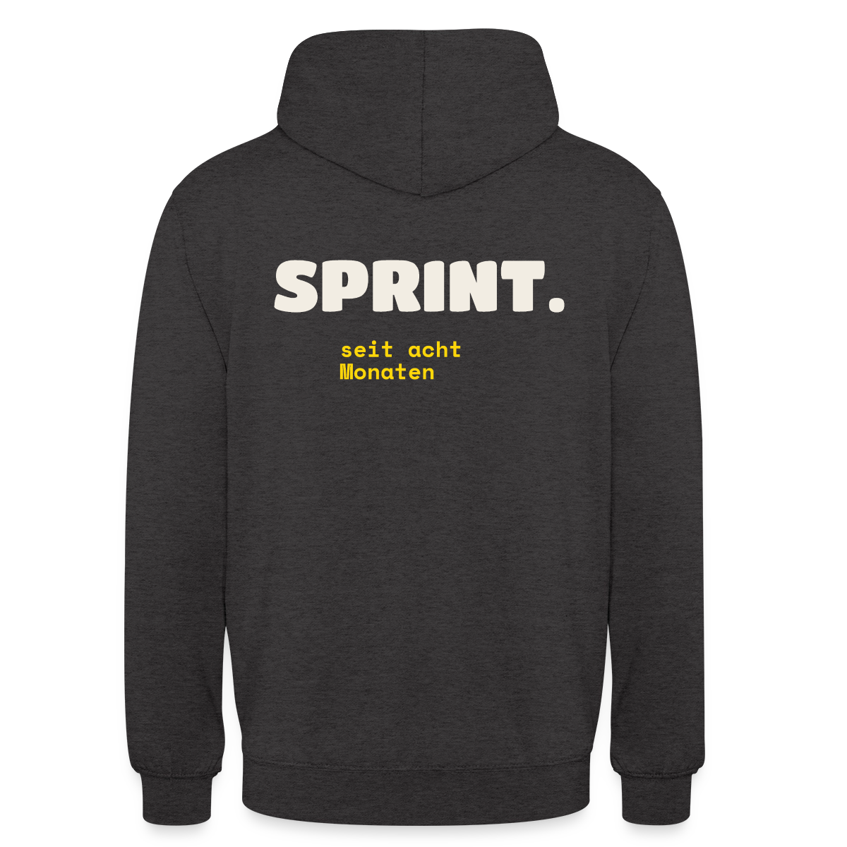 Sprint. Seit acht Monaten. Motiv-Hoodie unisex, Farbe Anthrazit