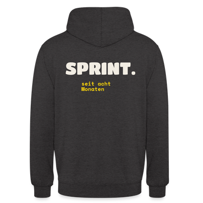 Sprint. Seit acht Monaten. Motiv-Hoodie unisex, Farbe Anthrazit