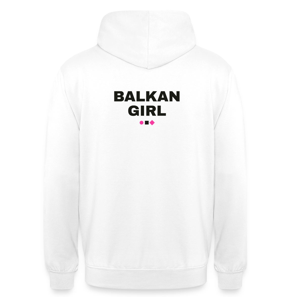 Balkan Girl. Block-Motiv Motiv-Hoodie unisex, Farbe Weiß