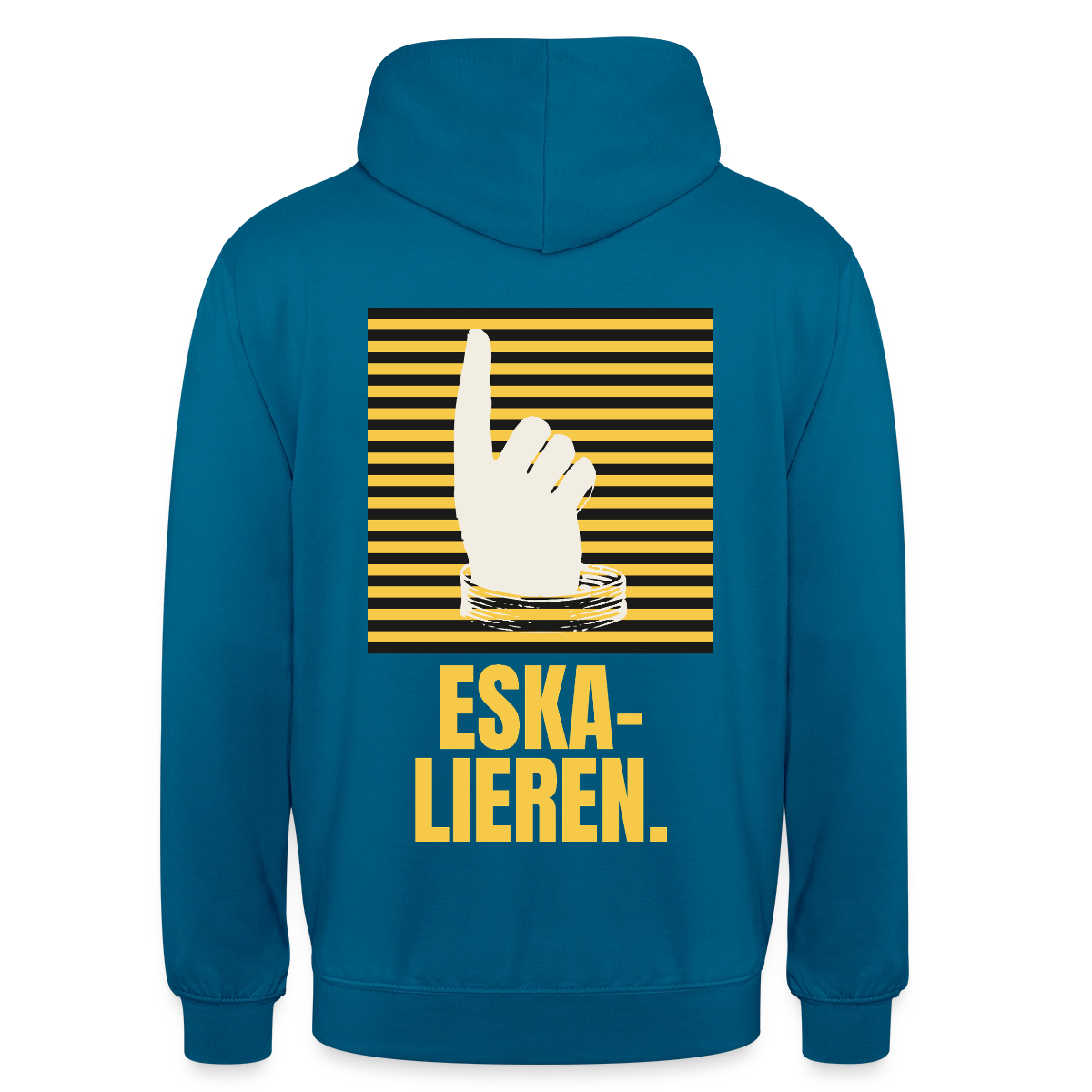 "Eskalieren." Motiv-Hoodie unisex, Farbe Tiefseeblau