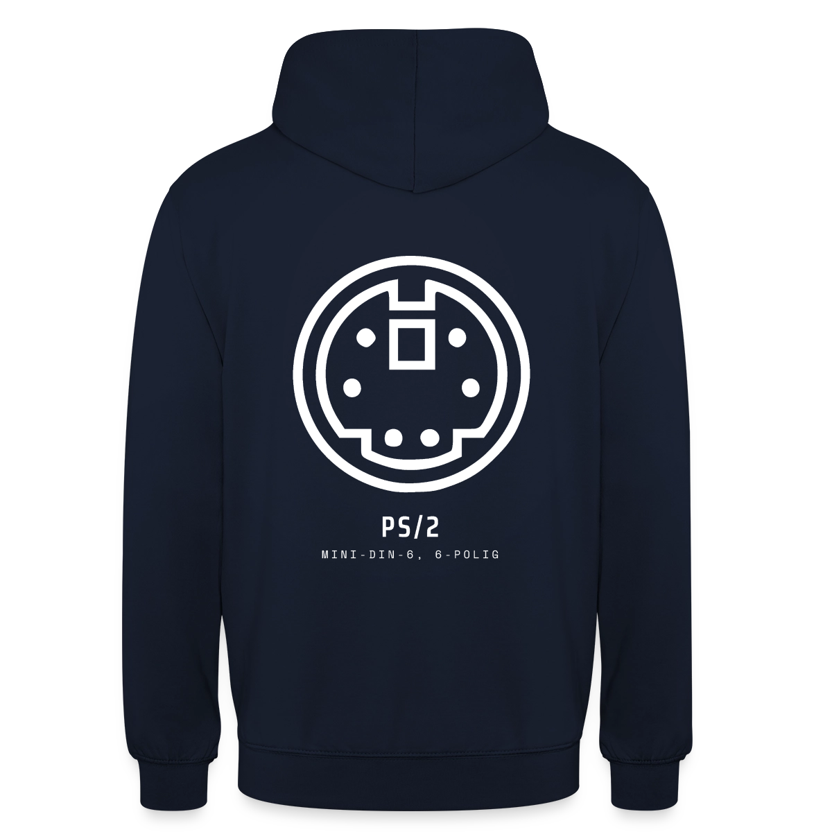 "PS/2, Mini-DIN-6" Motiv-Hoodie unisex, Farbe Navy