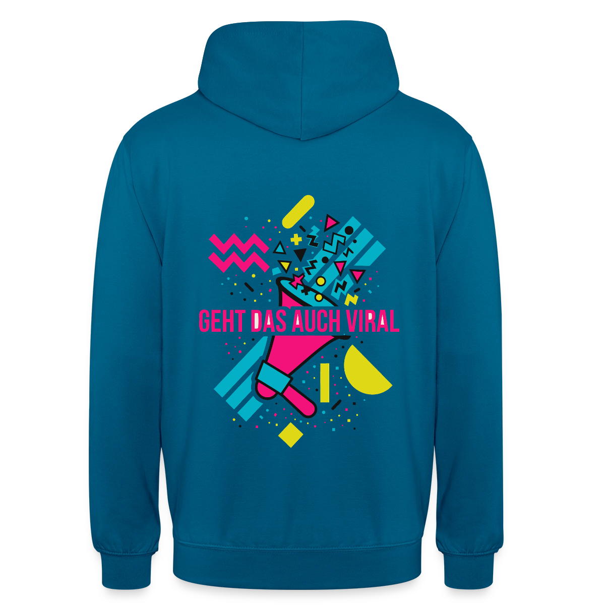 Geht das auch viral? Memphis-Motiv Motiv-Hoodie unisex, Farbe Tiefseeblau