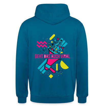 Geht das auch viral? Memphis-Motiv Motiv-Hoodie unisex, Farbe Tiefseeblau