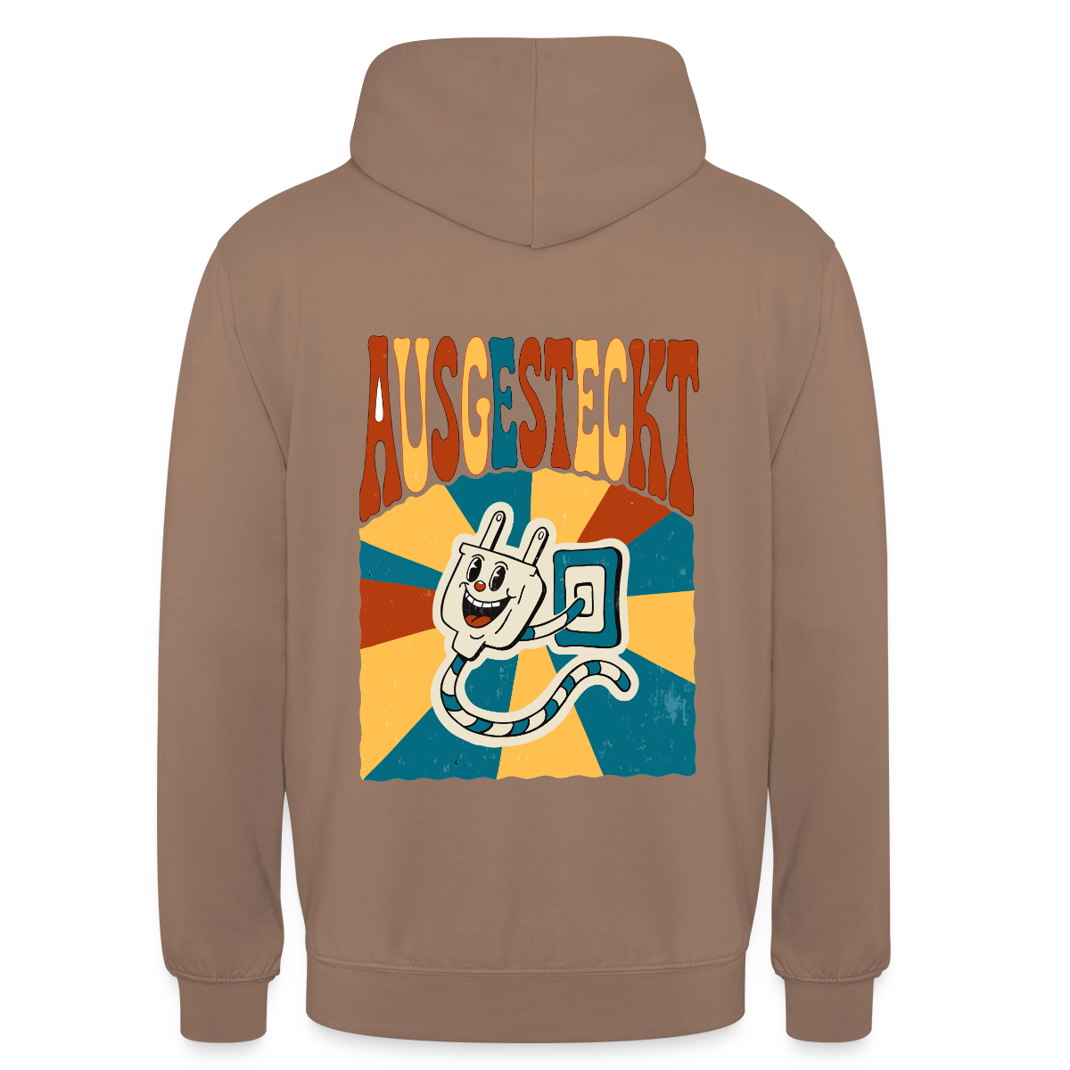 "Ausgesteckt. Midcentury-Motiv" Motiv-Hoodie unisex, Farbe Mokka