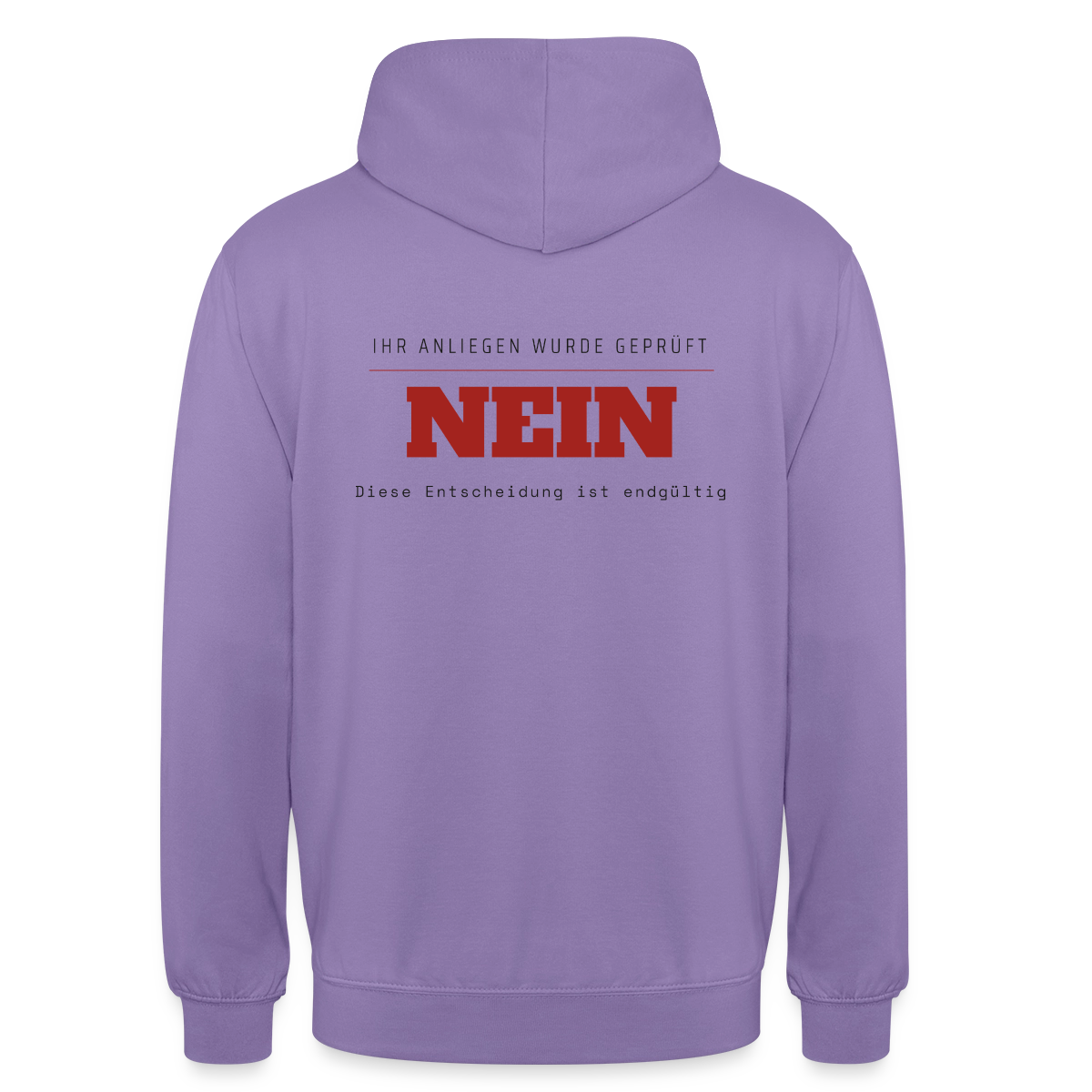 Ihr Anliegen wurde geprüft. Nein. Motiv-Hoodie unisex, Farbe Lavendel