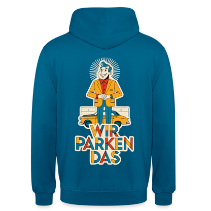 "Wir parken das. Midcentury-Motiv" Motiv-Hoodie unisex, Farbe Tiefseeblau