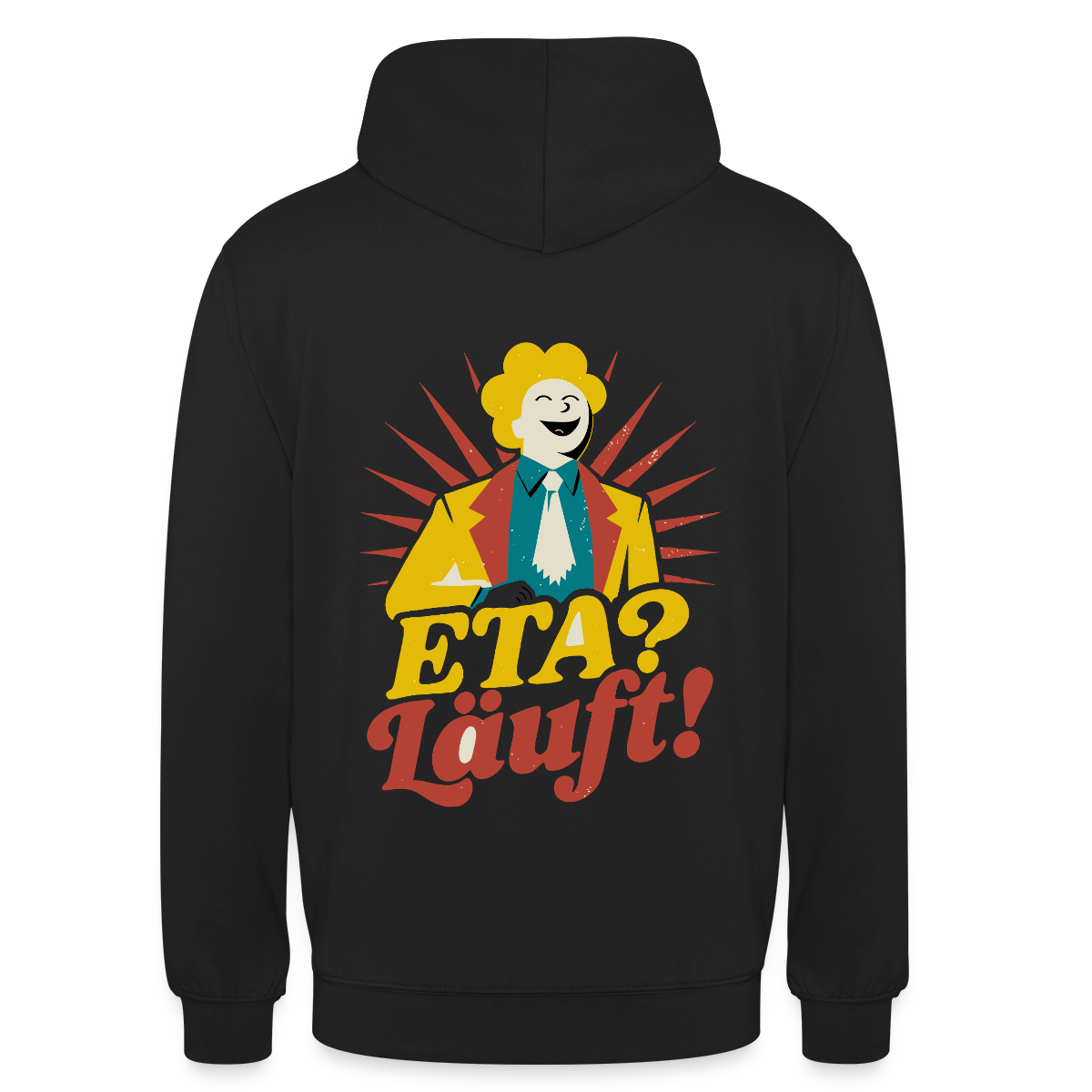"ETA? Läuft! Midcentury-Motiv" Motiv-Hoodie unisex, Farbe Schwarz