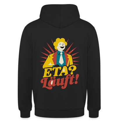 "ETA? Läuft! Midcentury-Motiv" Motiv-Hoodie unisex, Farbe Schwarz