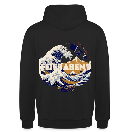 Feierabend. Ukiyo-e-Motiv Motiv-Hoodie unisex, Farbe Schwarz