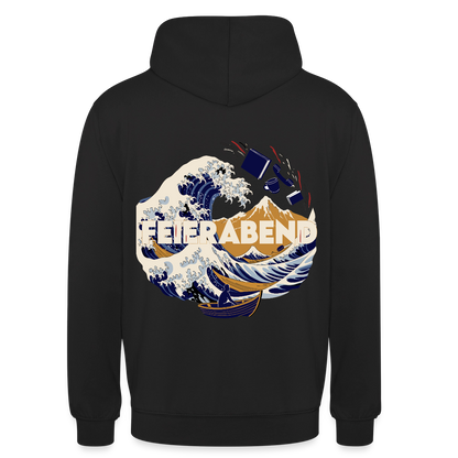Feierabend. Ukiyo-e-Motiv Motiv-Hoodie unisex, Farbe Schwarz
