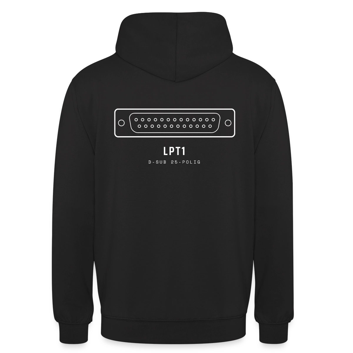 "LPT1, D-Sub 25-polig" Motiv-Hoodie unisex, Farbe Schwarz