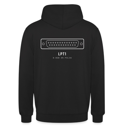 "LPT1, D-Sub 25-polig" Motiv-Hoodie unisex, Farbe Schwarz