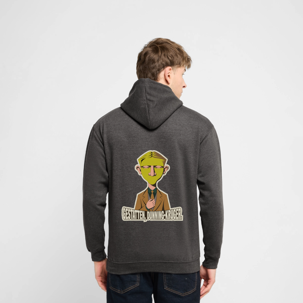 "Gestatten, Dunning-Kruger. Neue-Sachlichkeit-Motiv" Motiv-Hoodie unisex, Farbe Anthrazit, Model