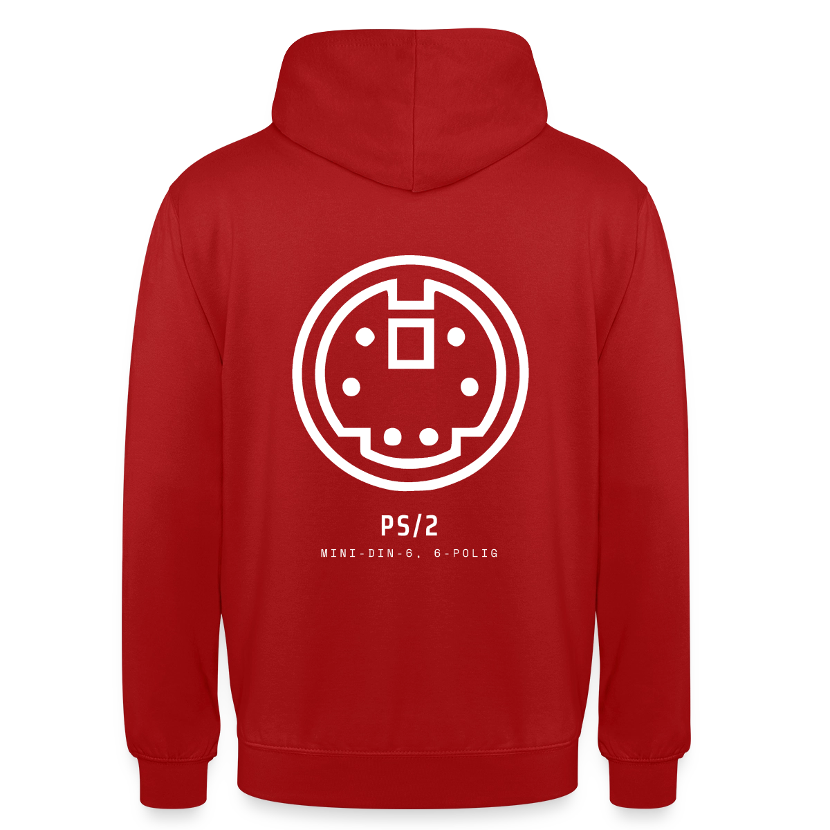 "PS/2, Mini-DIN-6" Motiv-Hoodie unisex, Farbe Rot