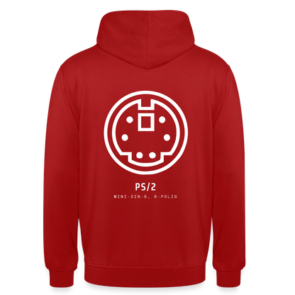 "PS/2, Mini-DIN-6" Motiv-Hoodie unisex, Farbe Rot