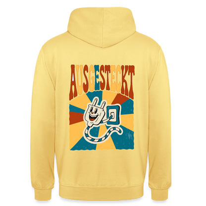 "Ausgesteckt. Midcentury-Motiv" Motiv-Hoodie unisex, Farbe Zitronengelb