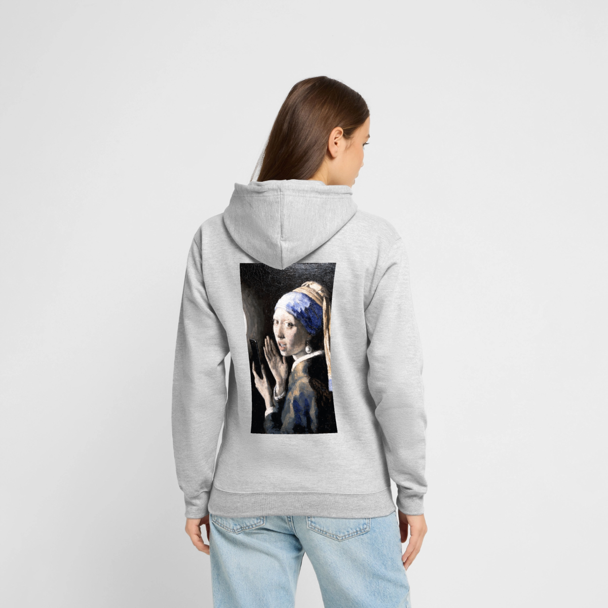 Das Reel. Renaissance-Motiv Motiv-Hoodie unisex, Farbe Hellgrau meliert, Model