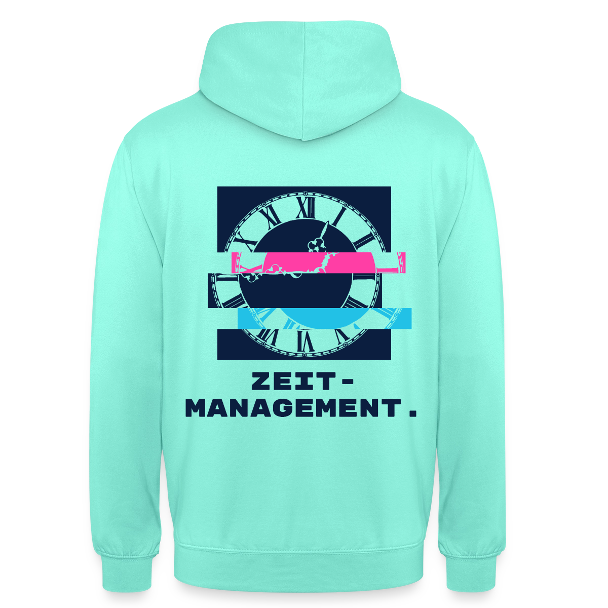 "Zeitmanagement. Glitch-Motiv" Motiv-Hoodie unisex, Farbe Mint