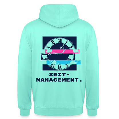 "Zeitmanagement. Glitch-Motiv" Motiv-Hoodie unisex, Farbe Mint