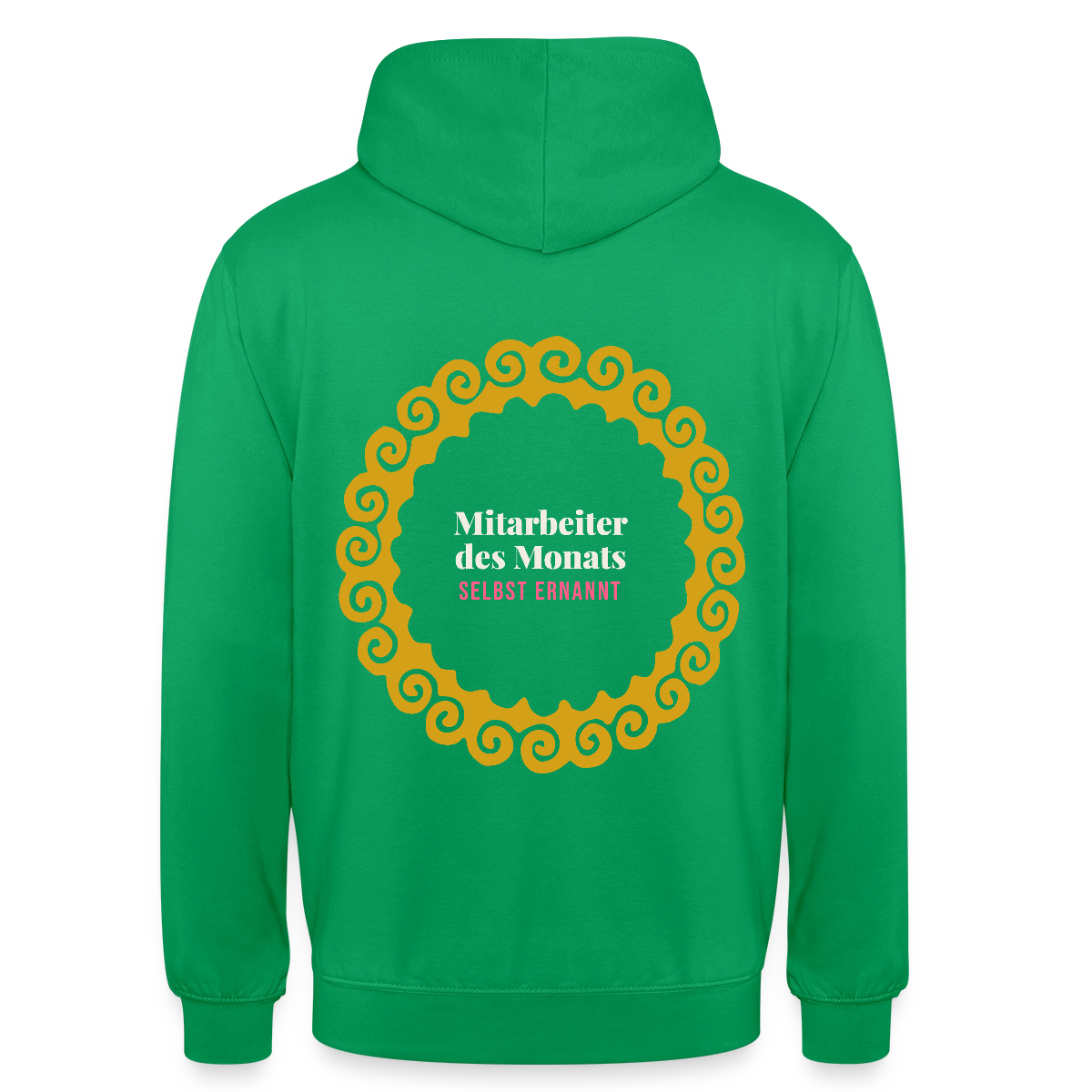"Mitarbeiter des Monats, selbst ernannt. Gold-Motiv" Motiv-Hoodie unisex, Farbe Kelly Green
