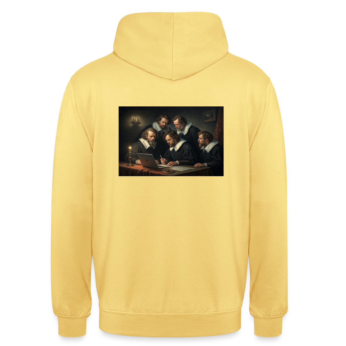 Das Code-Review. Renaissance-Motiv Motiv-Hoodie unisex, Farbe Zitronengelb