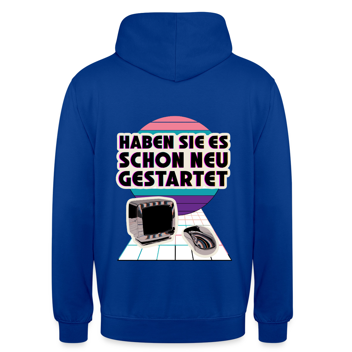 Haben Sie es schon neu gestartet? Vaporwave-Motiv Motiv-Hoodie unisex, Farbe Royalblau