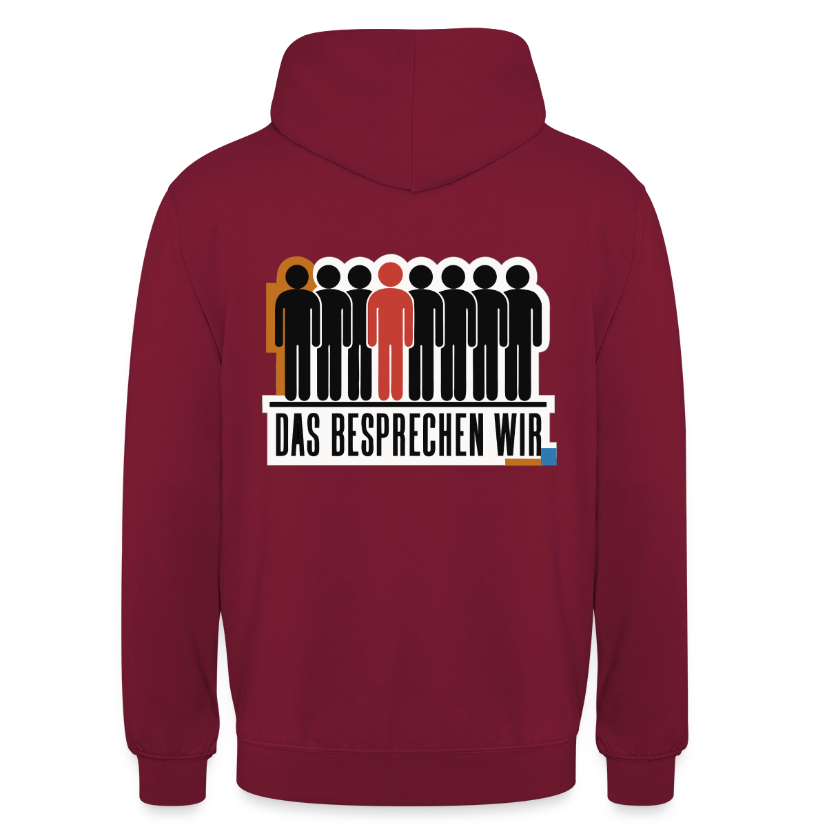 "Das besprechen wir. Isotype-Motiv" Motiv-Hoodie unisex, Farbe Bordeaux