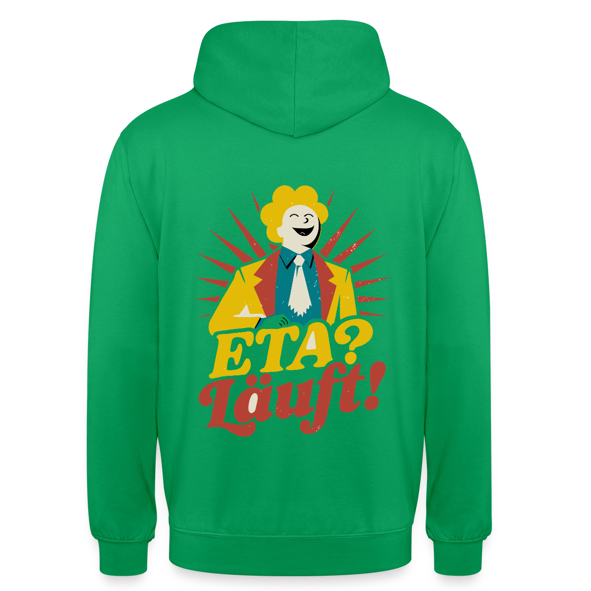 "ETA? Läuft! Midcentury-Motiv" Motiv-Hoodie unisex, Farbe Kelly Green