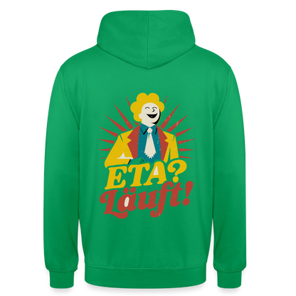 "ETA? Läuft! Midcentury-Motiv" Motiv-Hoodie unisex, Farbe Kelly Green