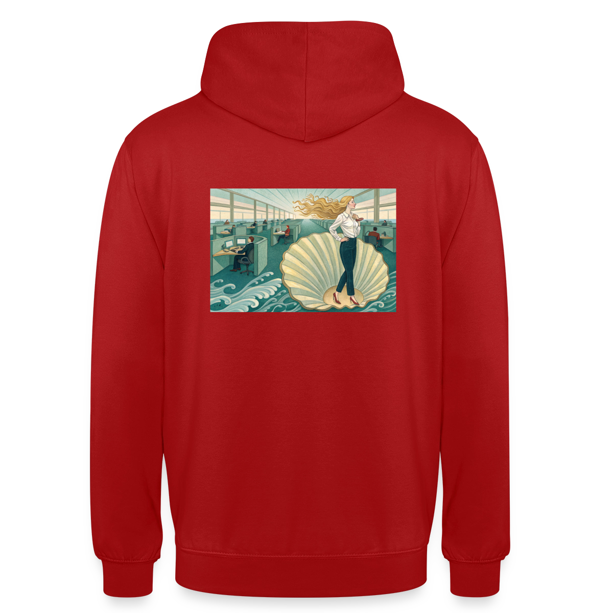 Die Chefin. Renaissance-Motiv Motiv-Hoodie unisex, Farbe Rot