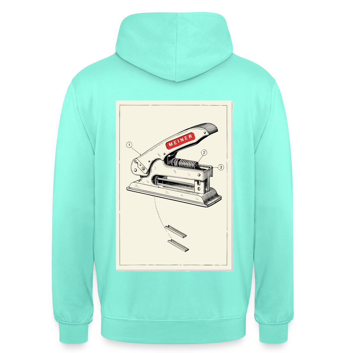 Meiner. Der Tacker kommt mit. Motiv-Hoodie unisex, Farbe Mint