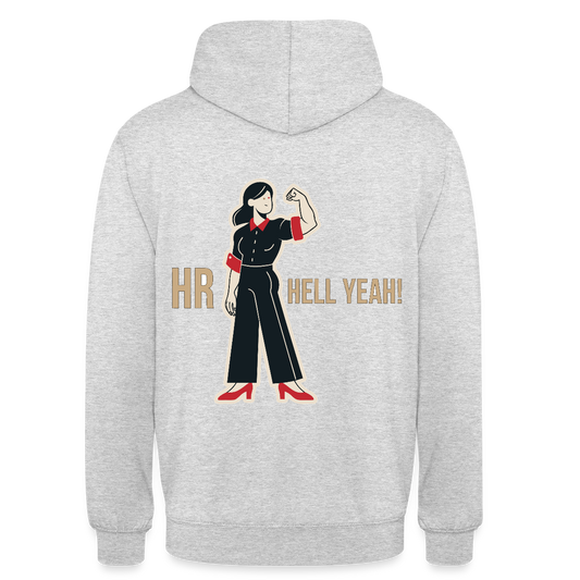 HR. Hell yeah! Motiv-Hoodie unisex, Farbe Hellgrau meliert
