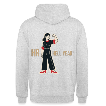 HR. Hell yeah! Motiv-Hoodie unisex, Farbe Hellgrau meliert