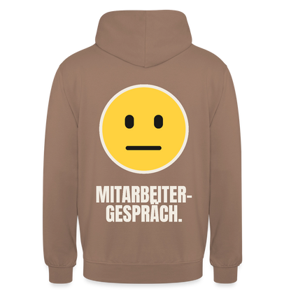 Mitarbeitergespräch. Motiv-Hoodie unisex, Farbe Mokka