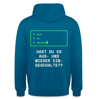 Hast du es aus- und wieder eingeschaltet? Motiv-Hoodie unisex, Farbe Tiefseeblau