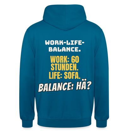Balance: hä? Motiv-Hoodie unisex, Farbe Tiefseeblau
