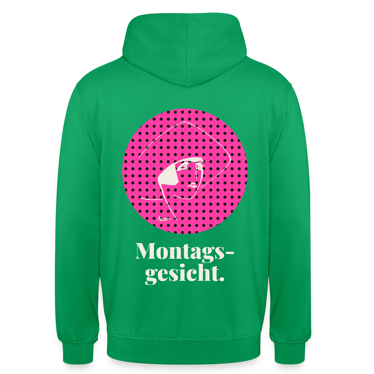 "Montagsgesicht. Art-déco-Motiv" Motiv-Hoodie unisex, Farbe Kelly Green