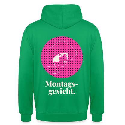 "Montagsgesicht. Art-déco-Motiv" Motiv-Hoodie unisex, Farbe Kelly Green