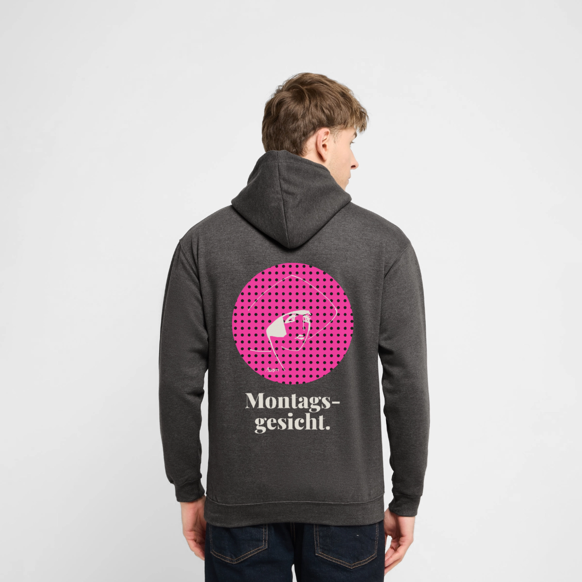 "Montagsgesicht. Art-déco-Motiv" Motiv-Hoodie unisex, Farbe Anthrazit