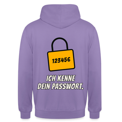 Ich kenne dein Passwort. Motiv-Hoodie unisex, Farbe Lavendel