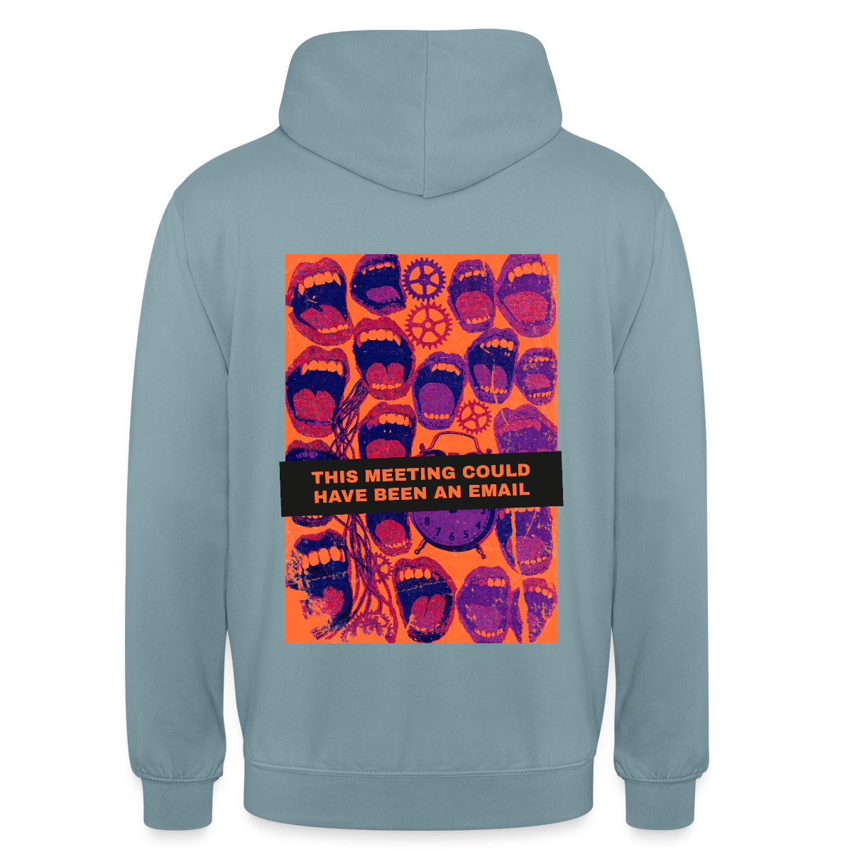 This meeting could have been an email. Raster-Motiv Motiv-Hoodie unisex, Farbe Nebelblau